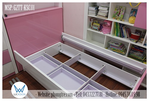 Kết cấu giường tầng trên và giường tầng dưới của giường tầng thấp đa năng G2TT-KSC.01