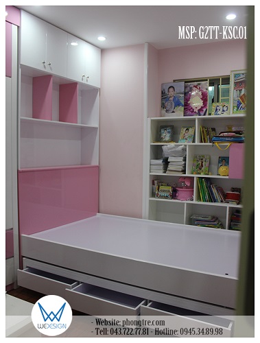 Giường tầng thấp đa năng MSP: G2TT-KSC.01 kích thước 1m2 chiếm diện tích sàn là 2m28x1m28