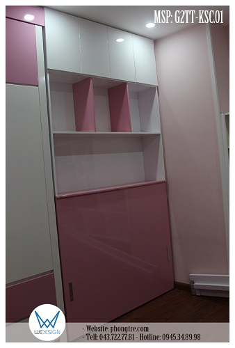 Kệ sách liền tủ chăn là đầu giường 