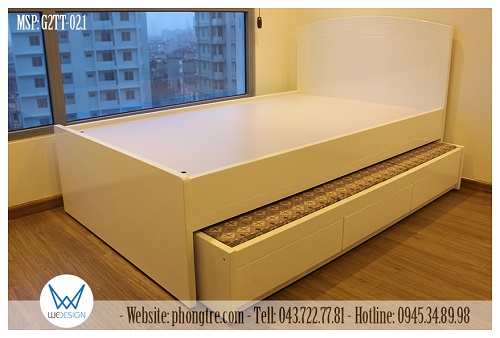 Khoảng cách giữa giường tầng dưới và giường tầng trên khi giường tầng dưới có đệm là 5 ly
