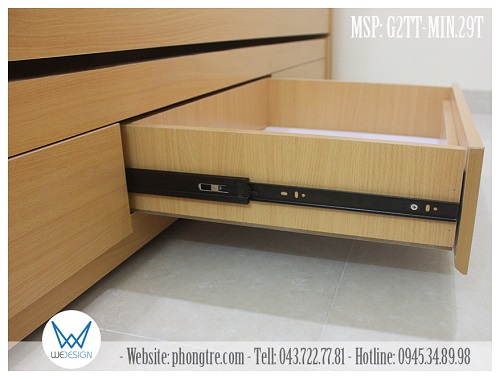 Ngăn kéo được làm sâu 60cm, sử dụng ray 3 tầng