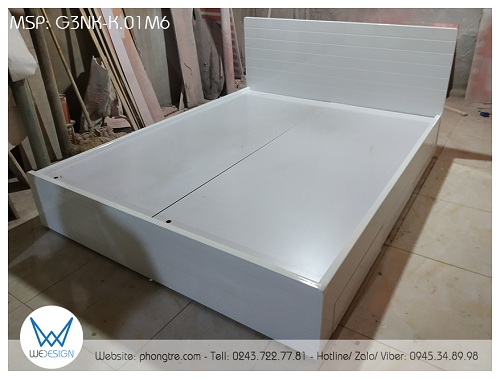 Dát giường làm bằng tấm MDF, dày 1.5cm, tráng melamine 2 mặt