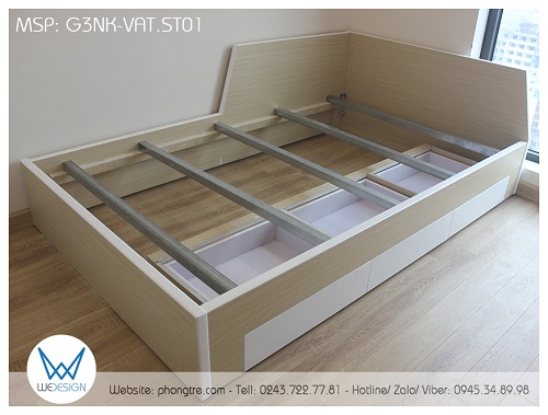 Thang giường làm bằng thanh kẽm hộp 40x40mm, dày 1,1 ly đỡ tấm dát phản