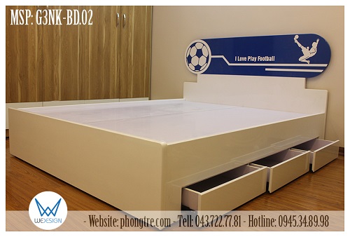 Giường 3 ngăn kéo chủ đề bóng đá I Love Play Football