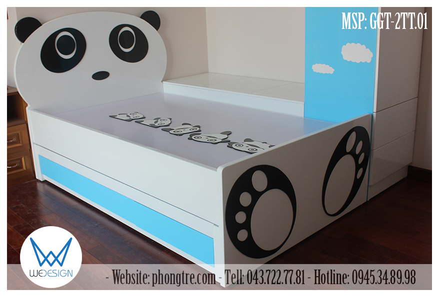 Mẫu thiết kế giường ngủ Gấu trúc Tare Panda 2 tầng thấp