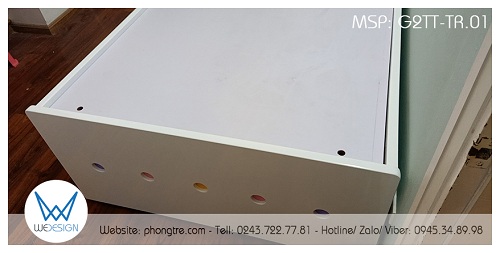 Trang trí chấm tròn sắc màu dễ thương cho giường hộp 2 tầng thấp G2TT-TR.01