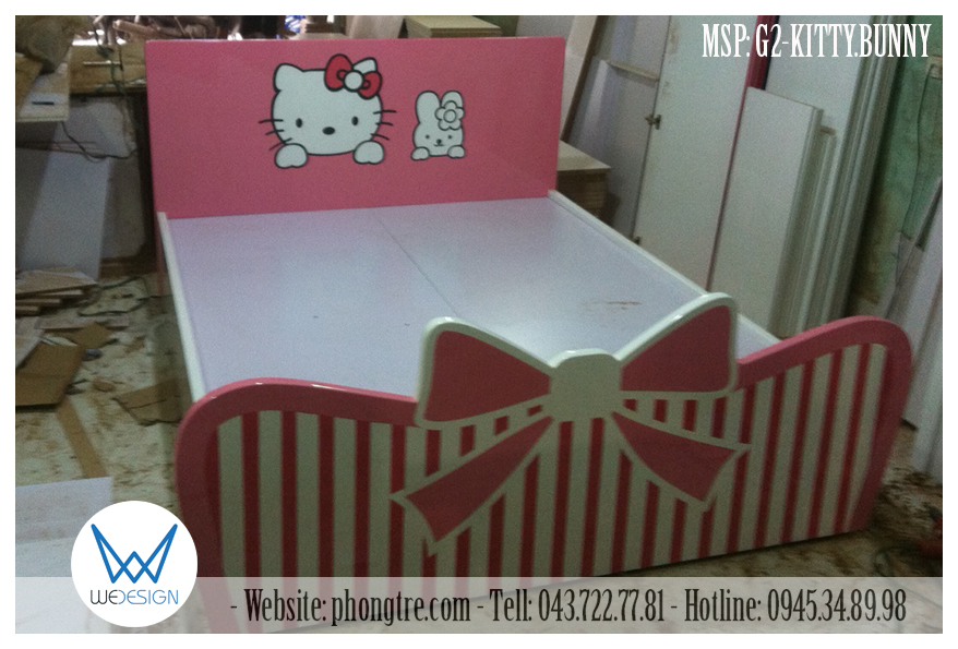 Giường ngủ bé gái Hello Kitty và Bunny Rabit dễ thương