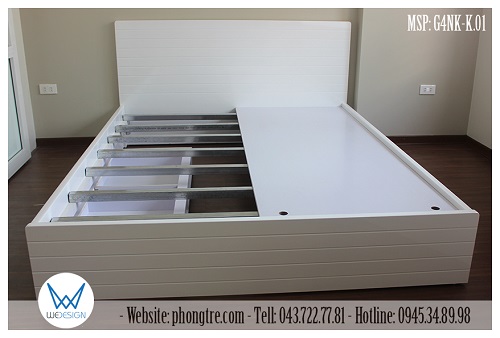 Các tấm dát MDF đều được khoan lỗ để nhấc dát giường