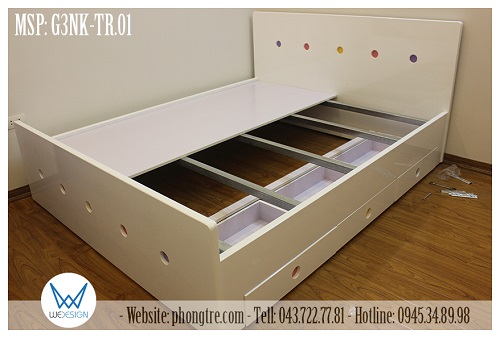 Giường 3 ngăn kéo màu trăng trang trí hình tròn sắc có kết cấu chắc chắn hơn khi sử dụng thang kẽm