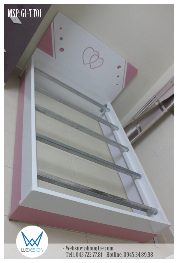 Kết cấu giường ngủ trang trí trái tim MSP: G1-TT01