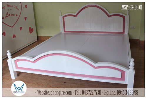 Giường ngủ gỗ sồi tự nhiên MSP: GTN-BG.01 kích thước 1m6x2m trong lòng giường