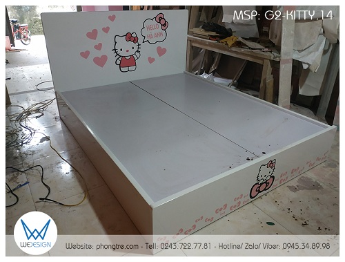 Mẫu thiết kế giường ngủ Hello Kitty giơ tay chào bé gái G2-KITTY.14
