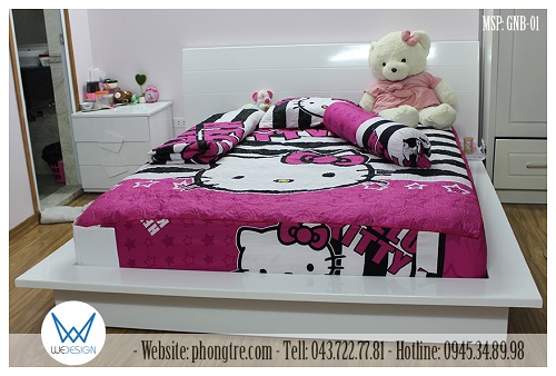 Giường ngủ kiểu Nhật Bản 1m6x2m màu trắng