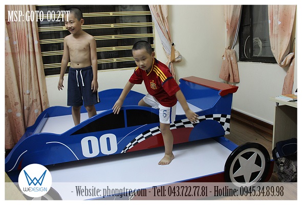 Giường ô tô thể thao 00 2 tầng thấp an toàn hơn cho bé trai hiếu động