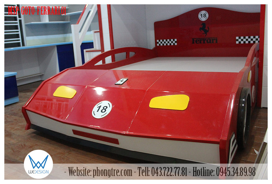 Giường ô tô thể thao Ferrari màu đỏ 