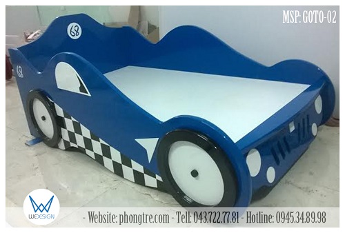 Giường ô tô đua màu xanh dương của Tí - View phần đầu xe