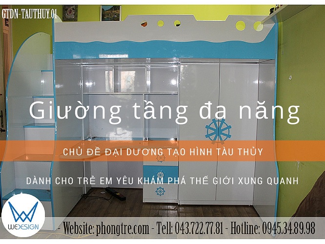 Video giường tầng đa năng chủ đề đại dương tạo hình tàu thủy