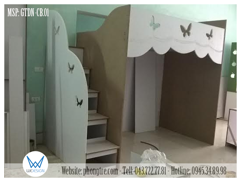 Khung giường tầng đa năng MSP: GTDN-CB.01 phần mộc
