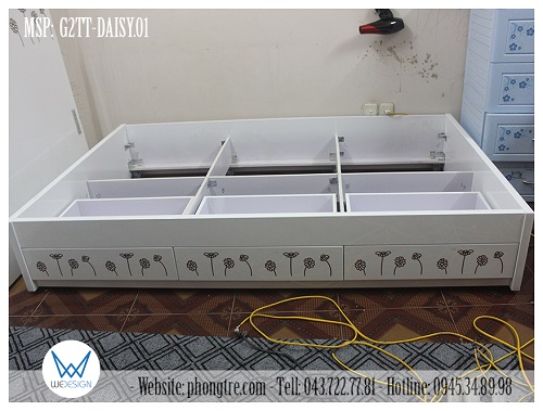 Kết cấu giường tầng dưới của giường tầng thấp có 3 ngăn kéo MSP: G2TT-DAISY.01