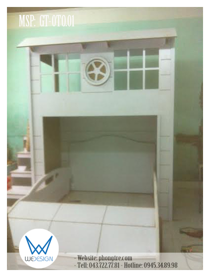 Giường tầng tạo hình gara ô tô chiếm 1 diện tích 2m6x244 của phòng ngủ
