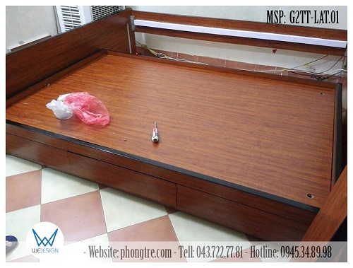 Giường tầng dưới sử dụng dát phản Melamine vân gỗ Lát