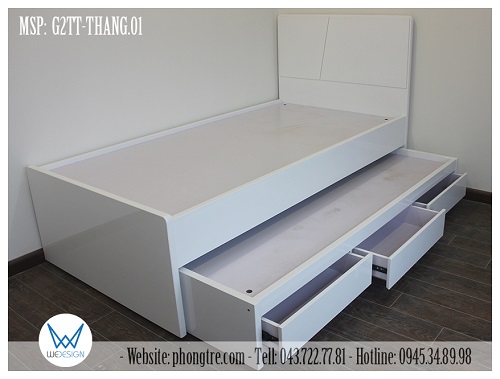 Giường tầng thấp trang trí đầu giường hình thang