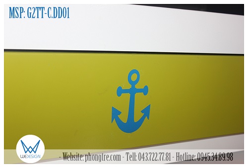 Ngăn kéo màu xanh cốm trang trí mỏ neo xanh dương
