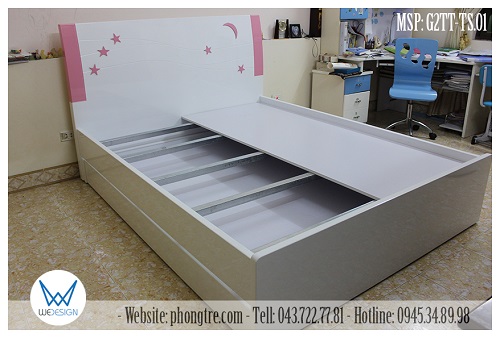 Giường tầng thấp trang trí trăng sao MSP: G2TT-TS.01 sử dụng dát phản cho cả 2 tầng giường