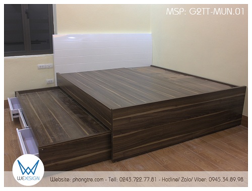 3 ngăn kéo của giường được làm từ thành giường tầng dưới