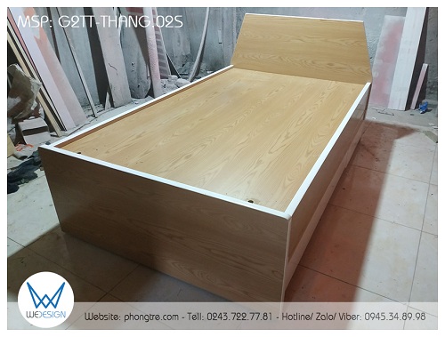 Kích thước phủ bì của giường 2 tầng thấp 1m2 G2TT-THANG.02S là 1m28x2m06