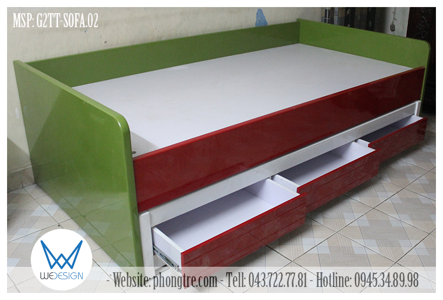 3 Ngăn kéo của giường tầng dưới sử dụng ray bi 3 tầng