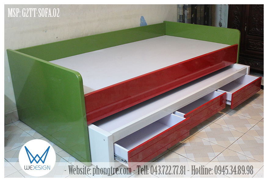 Giường tầng thấp kiểu sofa có 3 ngăn kéo