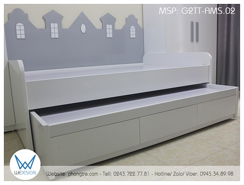 Giường tầng thấp kiểu sofa có hai tầng giường đều là giường 1m2