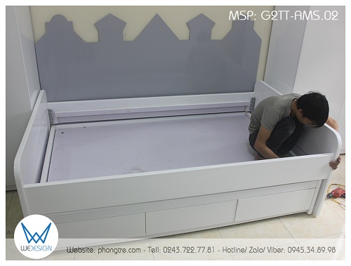 Kết cấu khung giường tầng trên sử dụng ke giường liên kết 2 đầu giường với thành giường