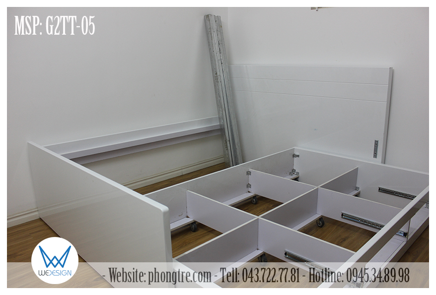Giường tầng thấp đặt áp góc tường