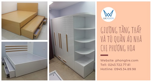 Giường tầng thấp và tủ quần áo nhà chị Phương Hoa