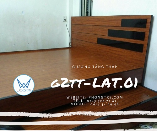 Giường tầng thấp có 3 ngăn kéo gỗ Melamine vân lát G2TT-LAT.01