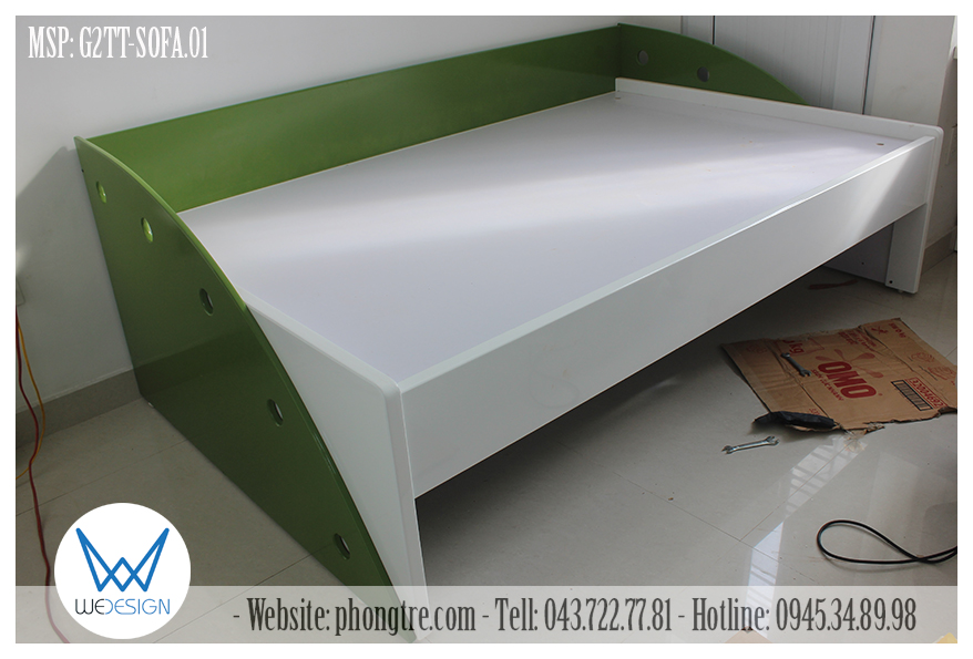 Giường tầng trên sử dụng dát phản có kích thước 1mx2m