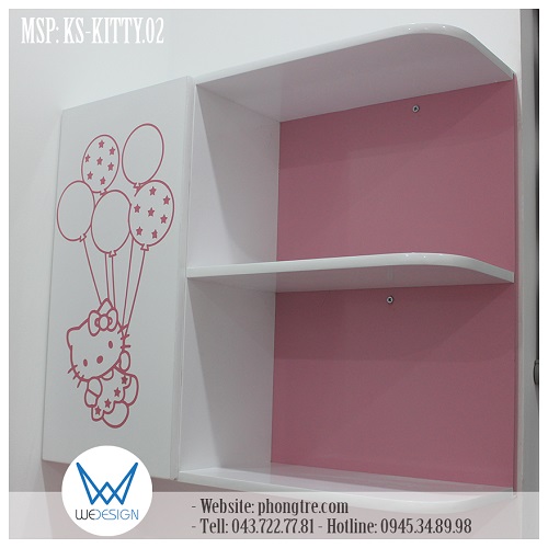 Kệ sách treo tường Kitty cầm bóng bay trên không trung