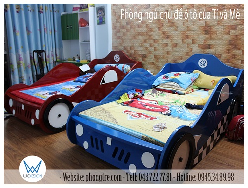 Phòng ngủ chủ đề ô tô đua của Tí và Mè - View 1