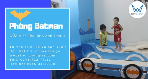 Phòng ngủ Batman của 2 bé trai nhà anh Thành