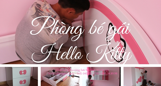 Phòng ngủ bé gái Hello Kitty nhà chị Huyền (Time City)
