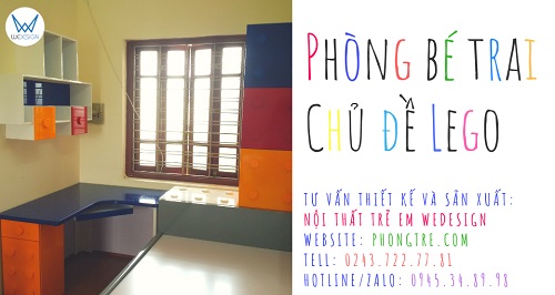 Phòng ngủ chủ đề Lego của bé trai nhà chị Hoài