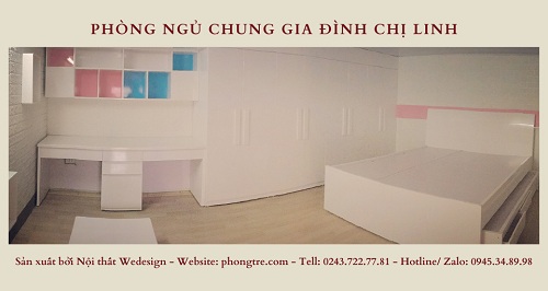 Phòng ngủ chung của gia đình nhà chị Linh