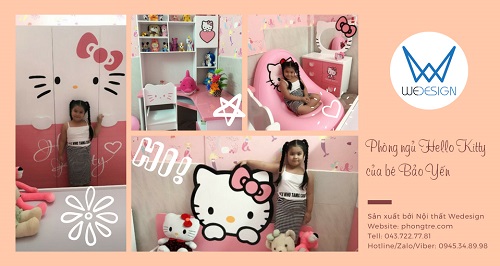 Phòng ngủ Hello Kitty của bé Bảo Yến