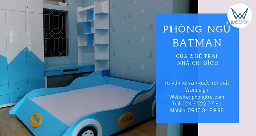 Phòng ngủ Người Dơi Batman của 2 bé trai nhà chị Bích
