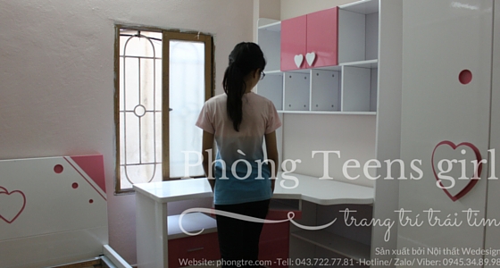 Phòng ngủ Teens girl trang trí chủ đề trái tim