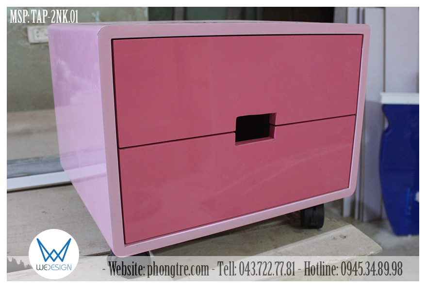 Tủ táp đầu giường có bánh xe kiểu mẫu mới của nội thất phòng ngủ táp 2 ngăn kéo