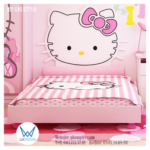 Mẫu thiết kế 3D giường Hello Kitty có 2 ngăn kéo MSP: G2NK-KITTY.04