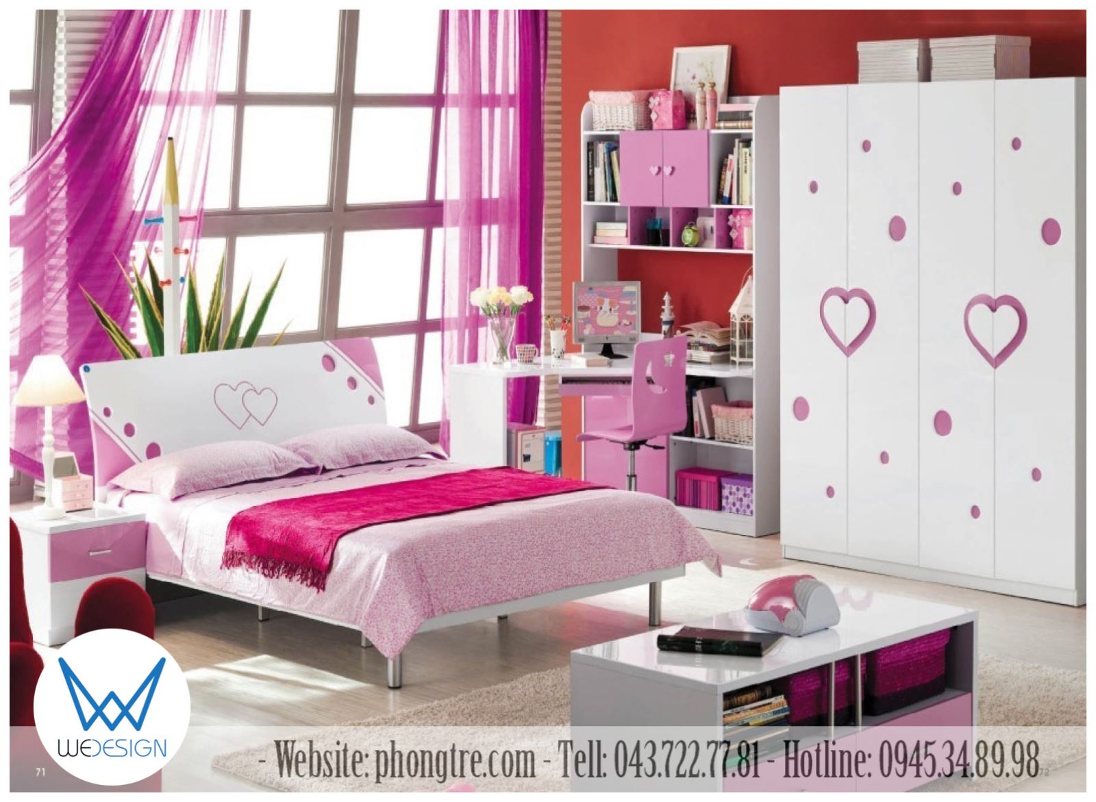 Mẫu thiết kế 3D phòng ngủ chủ đề trái tim của con gái anh Nam